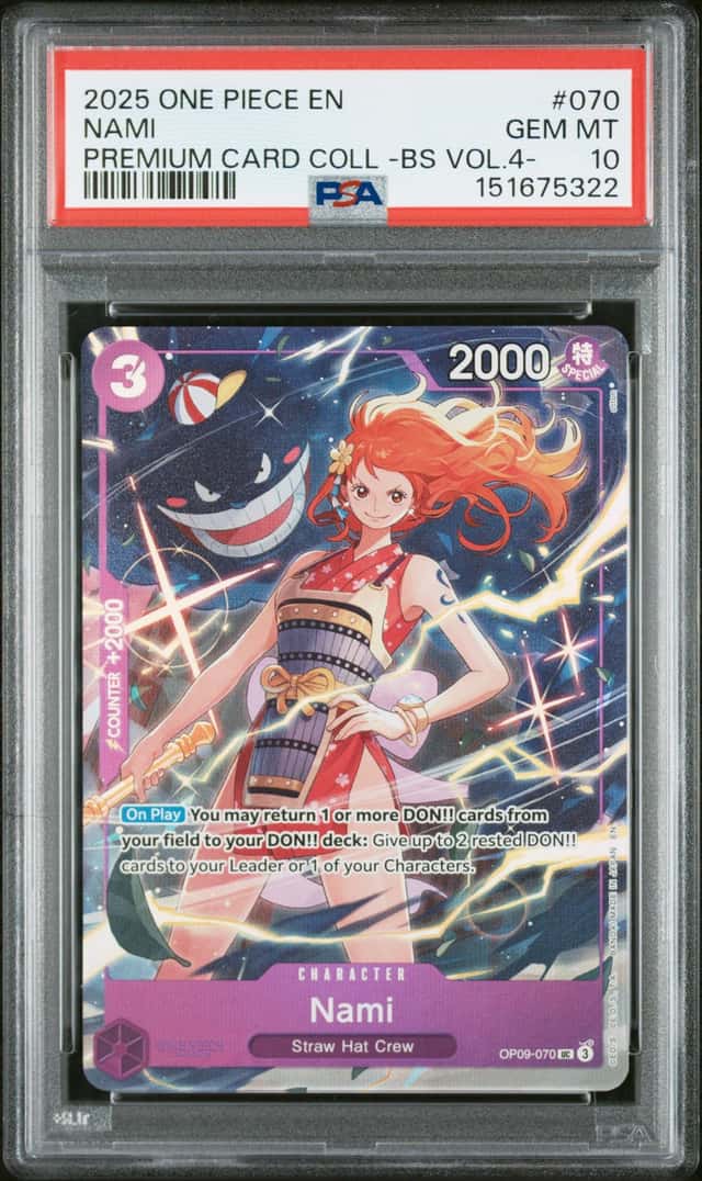 #1 2025 One Piece En Premium Card Coll BS Vol 4 #070 Nami PSA 10 GEM MINT