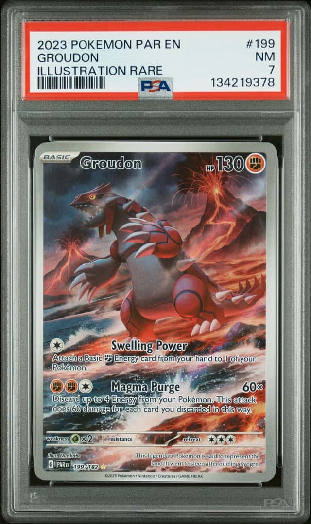 Groudon Illustration Rare Pokemon Scarlet & Violet Paradox Rift PAR PSA 7