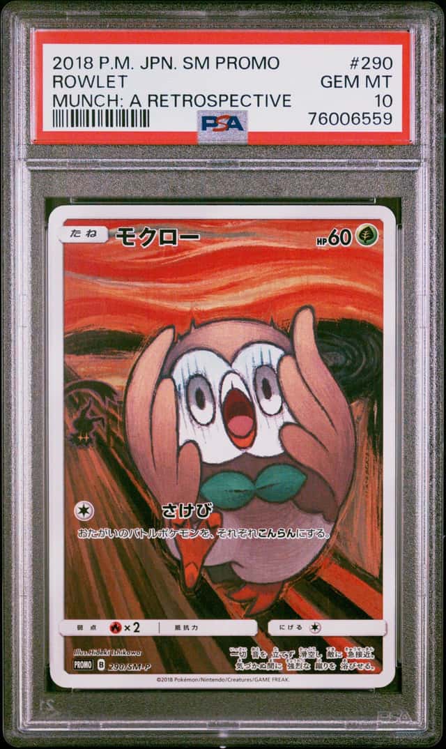 Pokemon Rowlet Scream Promo 290/SM-P Munch: A Retrospective Japanese PSA 10