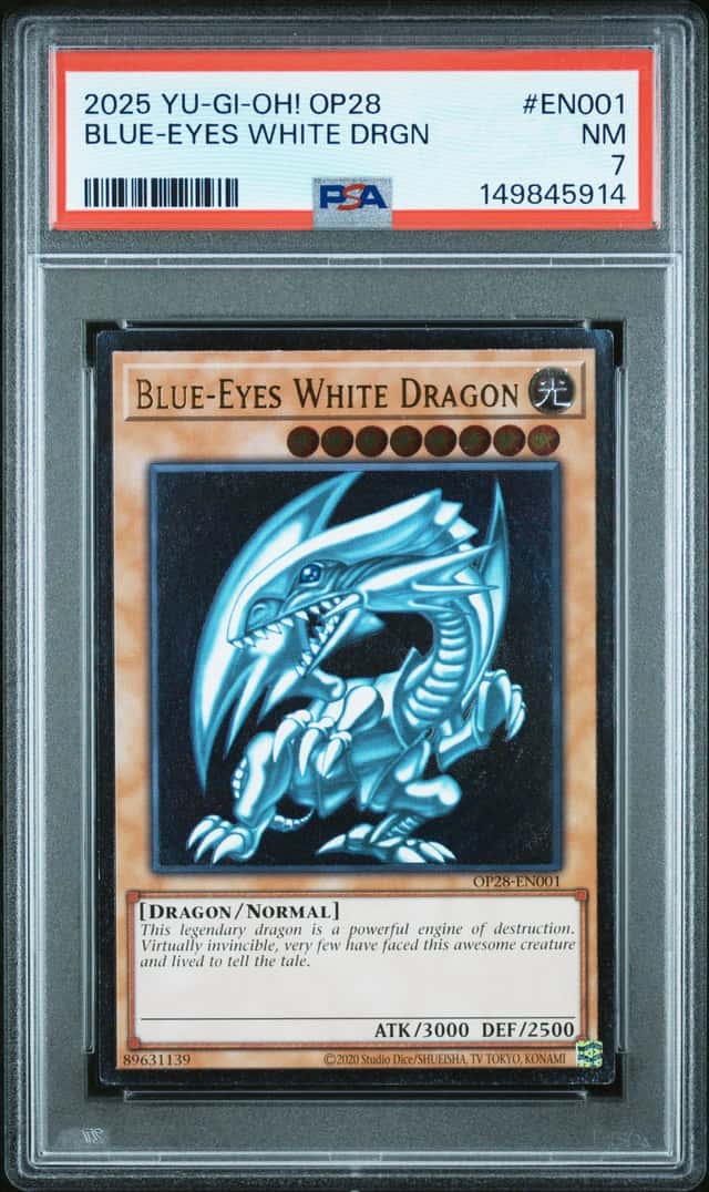 Blue Eyes White Dragon OP28-EN001 Ultimate Rare Yugioh PSA 7 *914