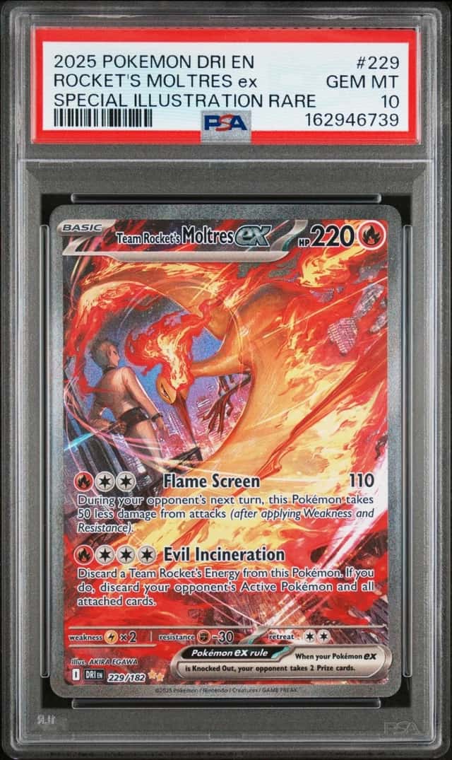 Pokemon Team Rocket's Moltres ex Destined Rivals 229/182 SIR PSA 10 Gem Mint