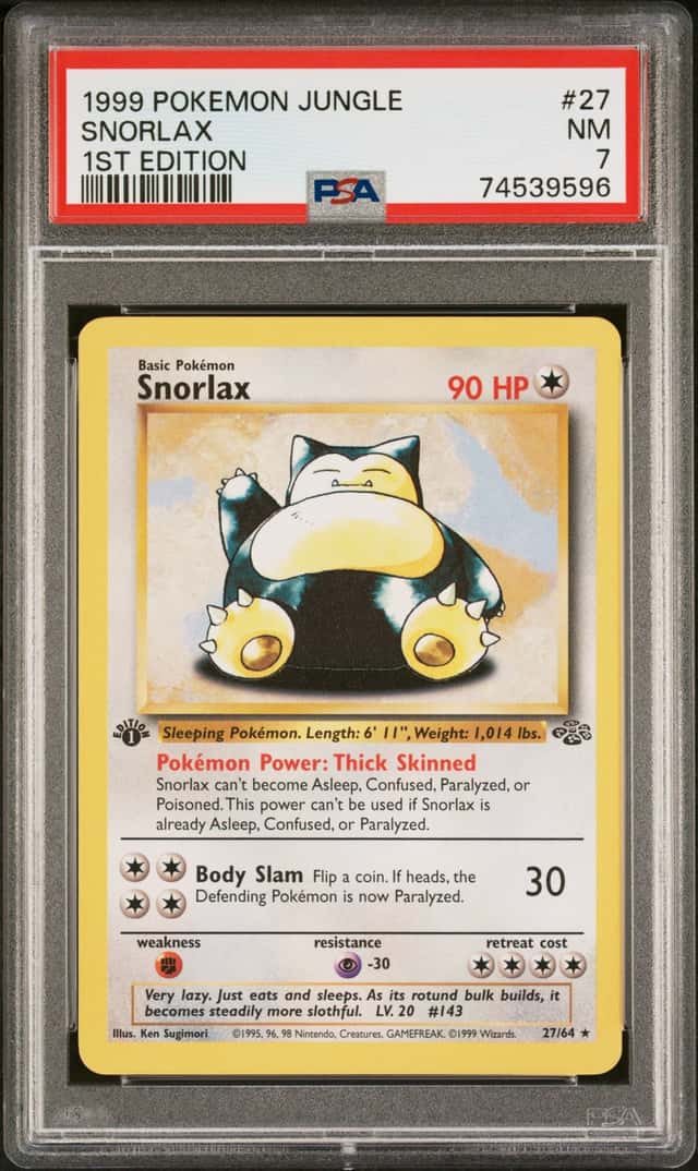 1999 POKEMON JUNGLE 1ST EDITION #27/64 SNORLAX PSA 7