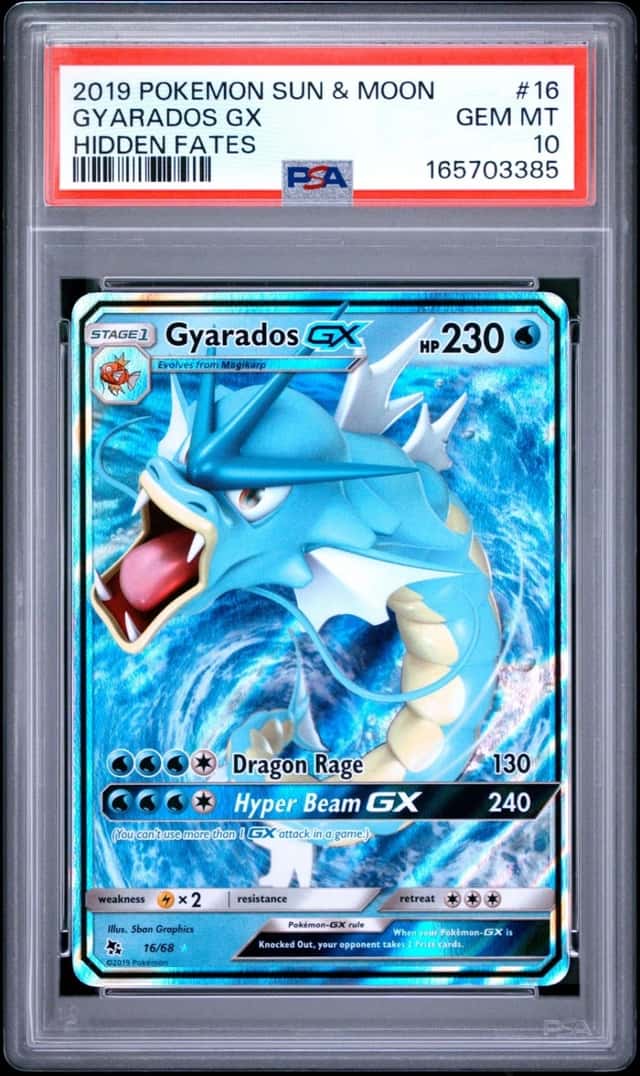 2019 POKEMON SUN & MOON HIDDEN FATES #16 GYARADOS GX PSA 10
