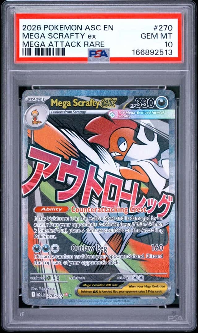 2026 POKEMON ASC EN-ASCENDED HEROES MEGA ATTACK RARE #270 MEGA SCRAFTY EX PSA 10