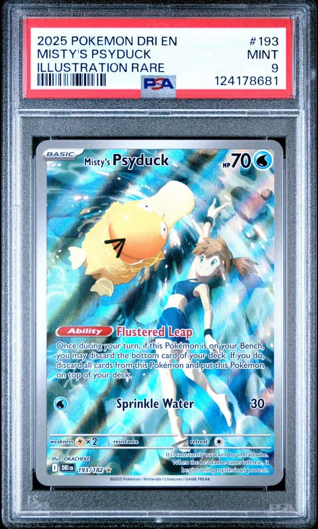 PSA 9 2025 Pokemon TCG Misty's Psyduck Holo Sv10 Destined Rivals IR #193