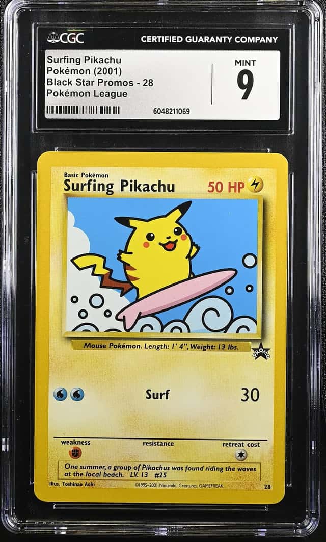 Pokémon TCG 2001 Surfing Pikachu BLACK STAR PROMO CGC 9 MINT - PSA BGS AC