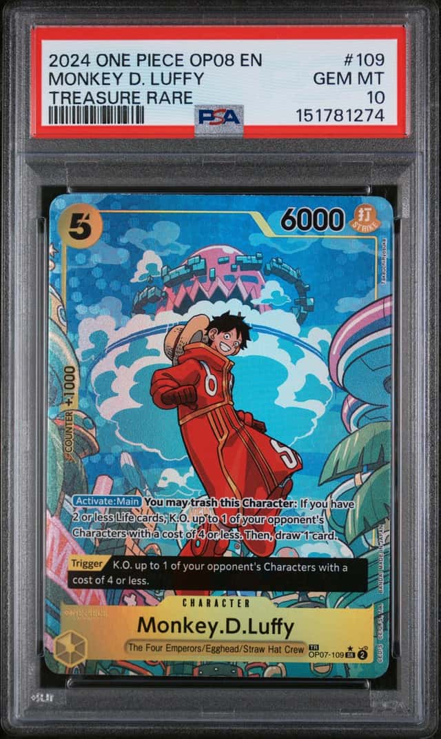 2024 One Piece Treasure Rare #109 Monkey D Luffy Gem Mint PSA 10