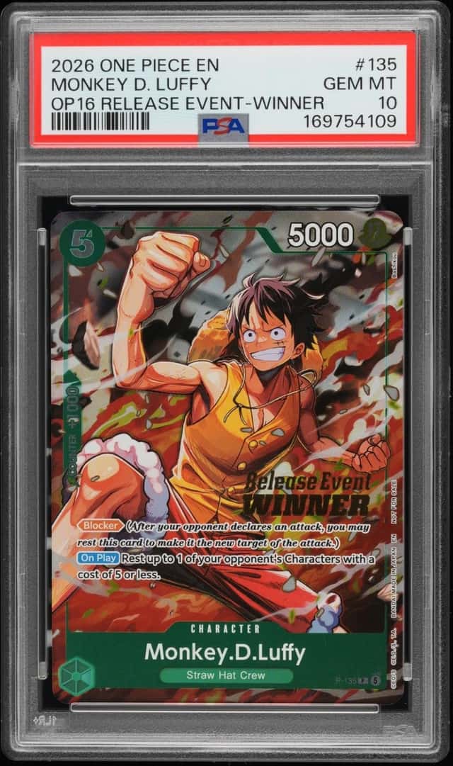 2026 ONE PIECE BATTLE RELEASE EVENT-WINNER #135 MONKEY D. LUFFY PSA 10