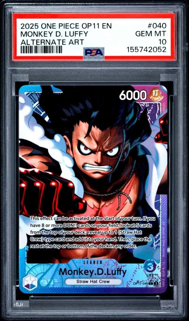 2025 ONE PIECE MONKEY D. LUFFY ALT ART OP11-A FIST OF DIVINE SPEED #040 PSA 10