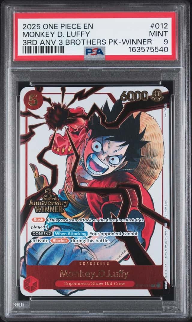2025 ONE PIECE 3RD ANNIVERSARY TOURNAMENT 3 BROTHERS PACK MONKEY D. LUFFY PSA 9