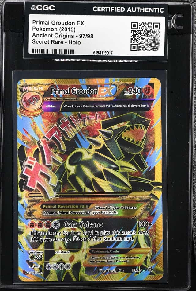 2015 Pokemon XY Ancient Origins Full Art Primal Groudon EX #97 CGC AUTH