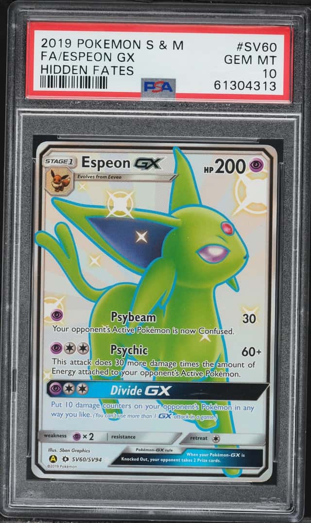 2019 Pokemon Sun & Moon Hidden Fates Full Art Espeon GX #SV60 PSA 10 GEM MINT