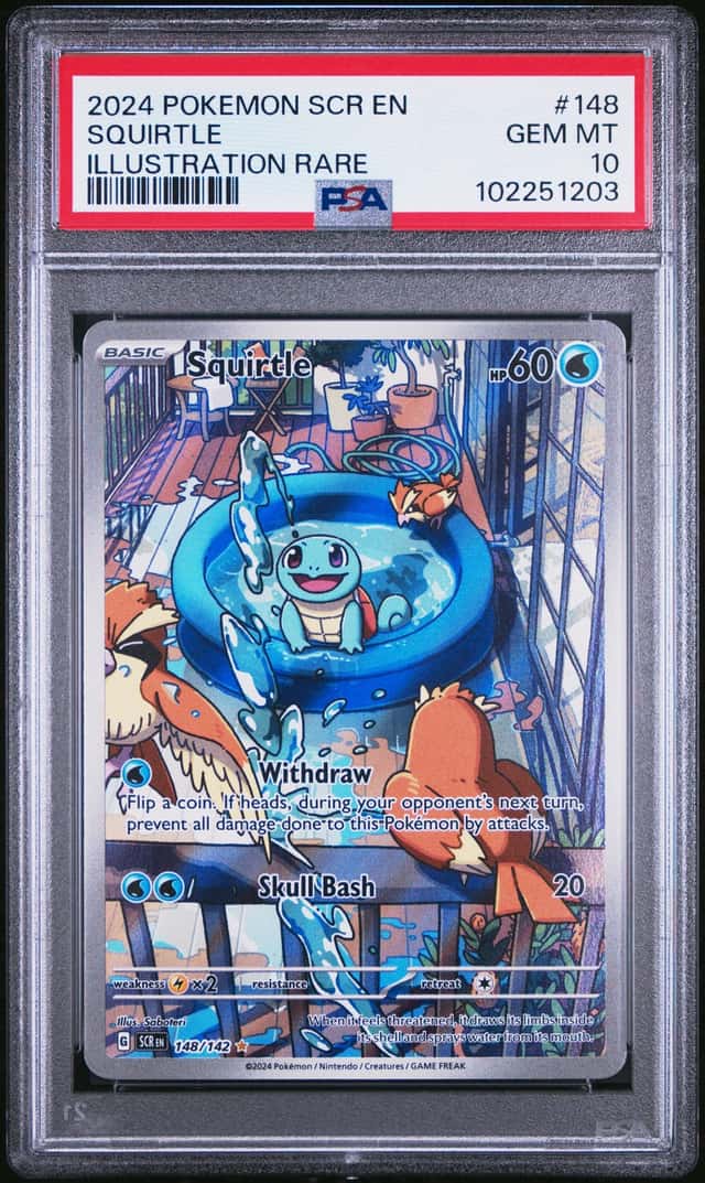 2024 Pokemon Scarlet and Violet Stellar Crown Illustration Rare Squirtle #148