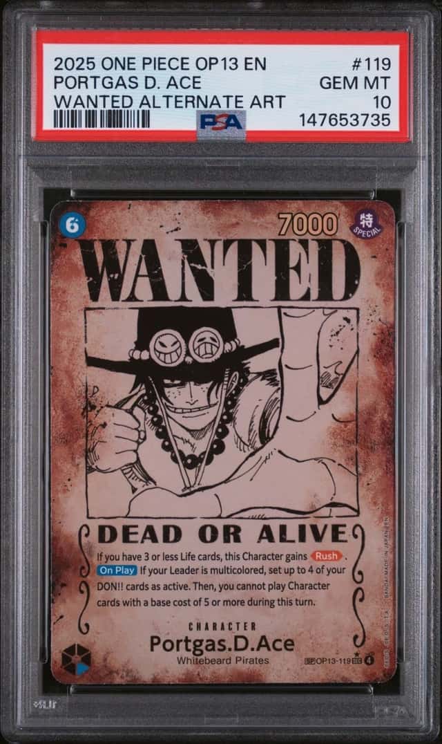 2025 ONE PIECE OP13-CARRYING ON HIS WILL #119 PORTGAS D. ACE PSA 10