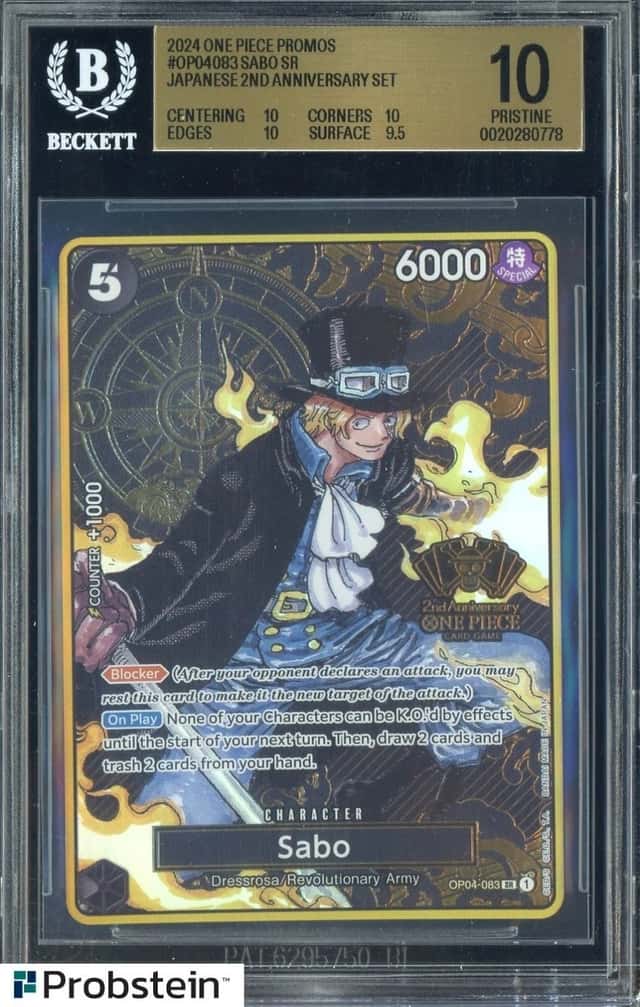 2024 One Piece EN JP 2nd Anniversary Set #083 Sabo BGS 10 PRISTINE