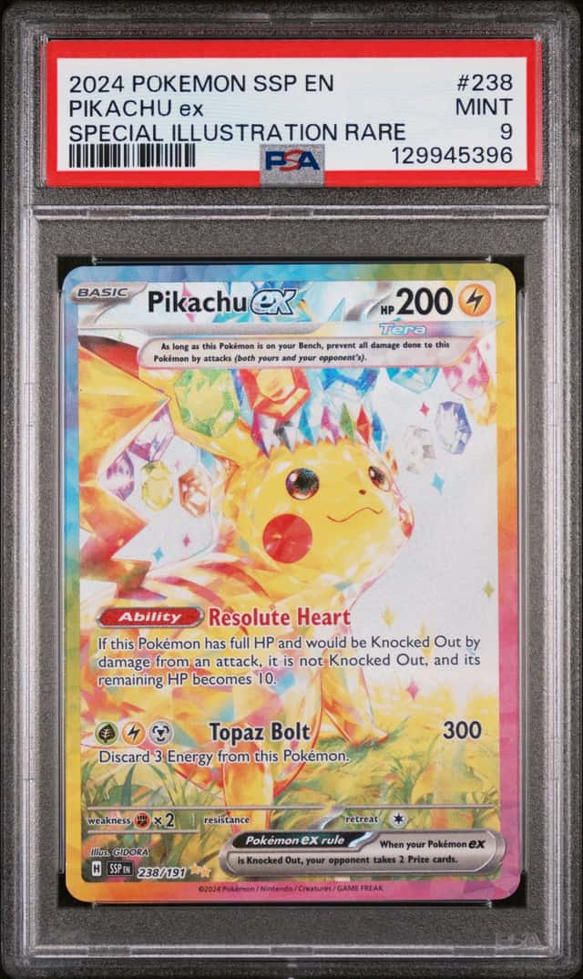 2024 POKEMON SSP EN-SURGING SPARKS SPECIAL ILLUSTRATION RARE PIKACHU EX PSA 9
