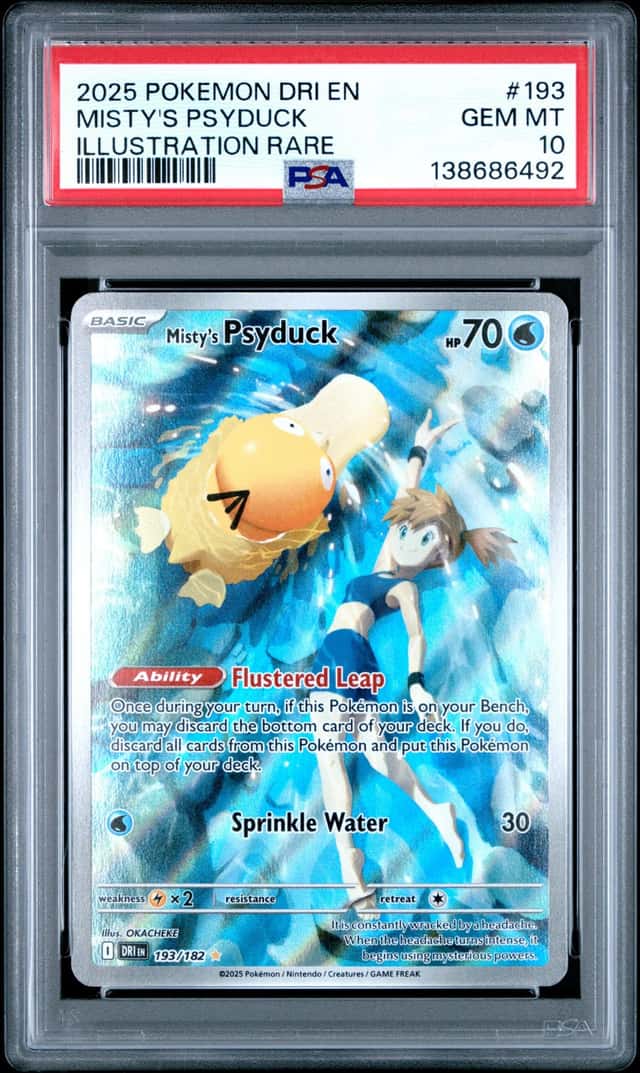 Pokemon TCG Misty's Psyduck 193/182 Sv10 Destined Rivals IR Holo PSA 10