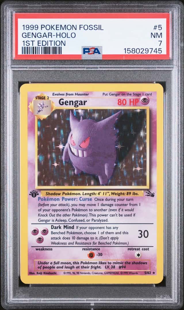 Pokémon TCG Gengar Fossil Holo Card 5/62 1st Edition Rare Vintage WOTC PSA 7