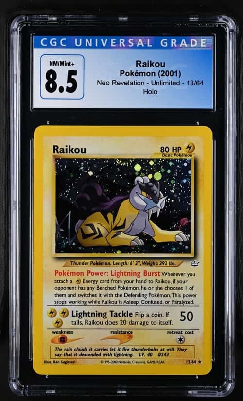 CGC 8.5 NM/MINT+ Raikou 13/64 Neo Revelation Holo Pokemon Card