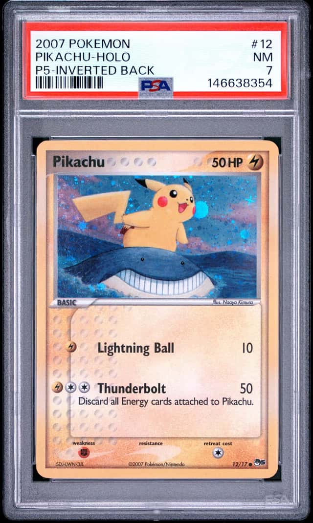 2007 Pokemon P5 Inverted Back #12 Pikachu Holo PSA 7 NM