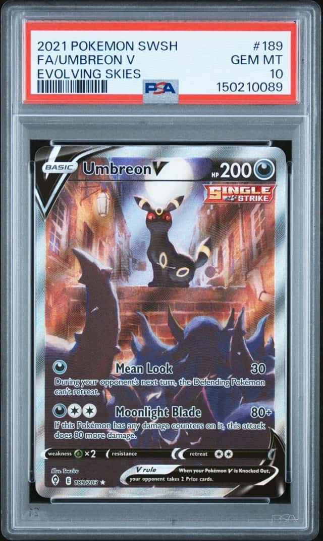 2021 POKEMON SWORD & SHIELD EVOLVING SKIES #189 FULL ART/UMBREON V PSA 10