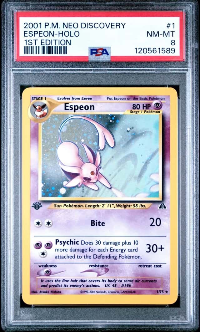 2001 POKEMON NEO DISCOVERY 1ST EDITION #1 ESPEON-HOLO PSA 8