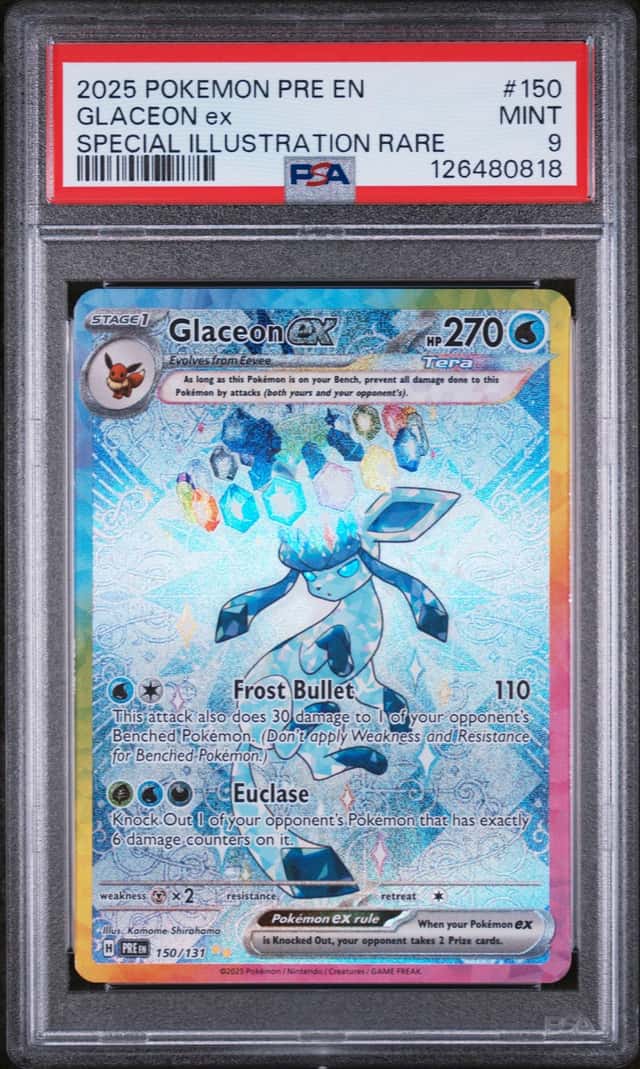 Pokemon Cards PSA 9 Mint Glaceon Prismatic Evolutions 150/131 SIR Holo 2025