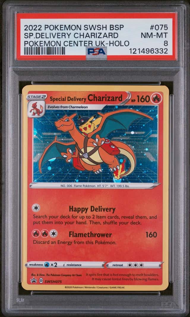 2022 POKEMON SWSH BLACK STAR PROMO #075 SPECIAL DELIVERY CHARIZARD-HOLO PSA 8