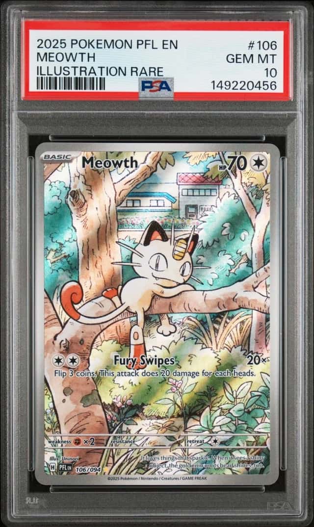 Pokemon Meowth Phantasmal Flames 106/094 Illustration Rare PSA 10 Gem Mint