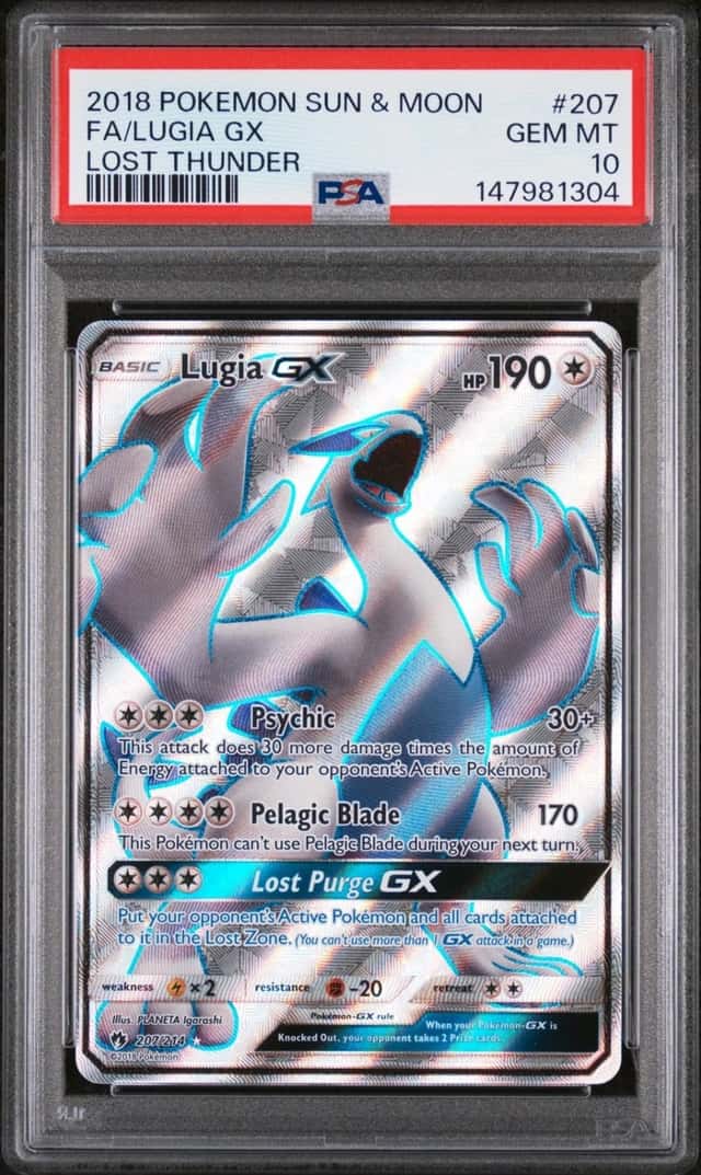 Pokemon Lugia Gx Lost Thunder Full Art 207/214 PSA 10 Gem Mint