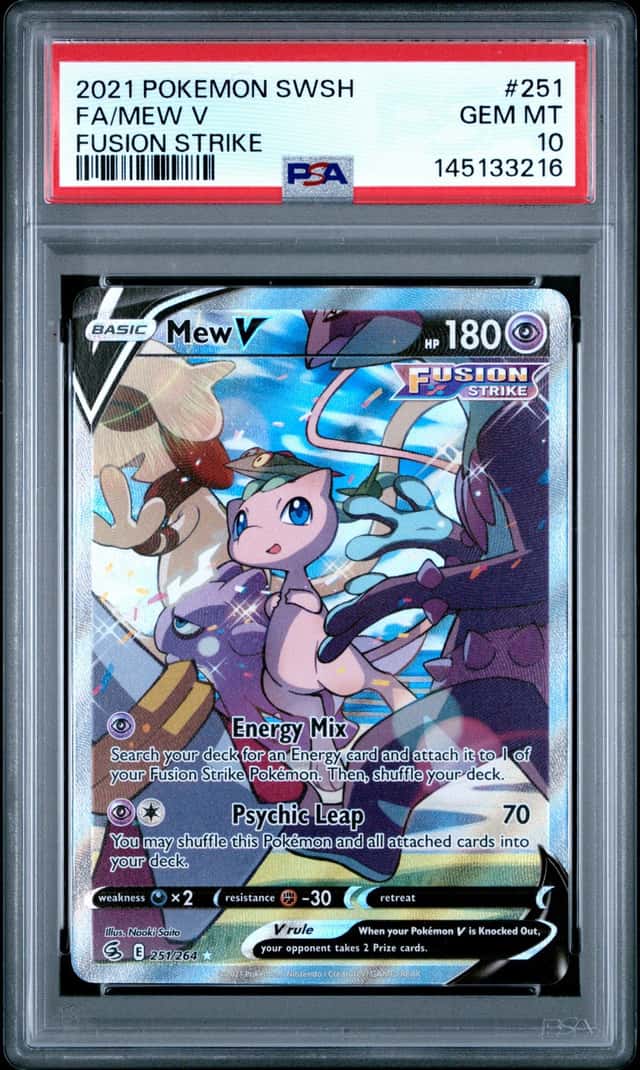 2021 Pokemon SWSH Fusion Strike Mew V Ultra Rare Full Art #251/264 PSA 10