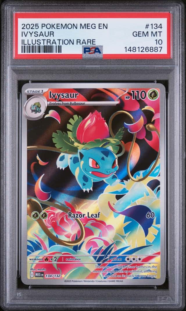 2025 POKEMON MEGA EVOLUTION #134/132 IVYSAUR ILLUSTRATION RARE PSA 10