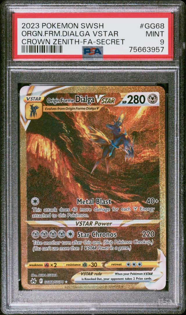 2023 POKEMON SWSH CROWN ZENITH GALAR GALL #GG68 ORIGIN FORME DIALGA VSTAR PSA 9