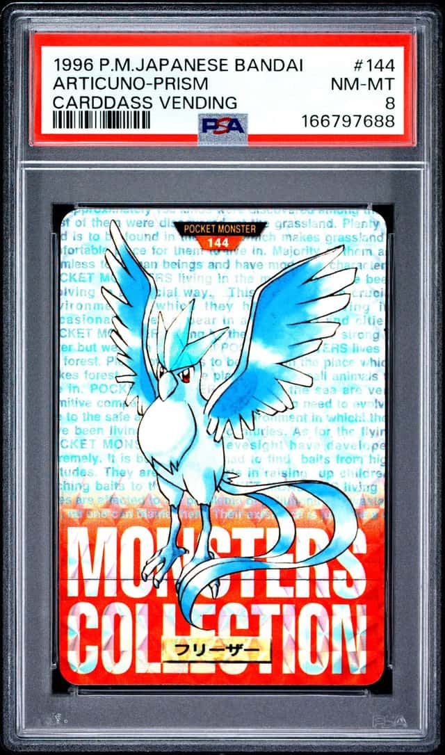1996 POKEMON JAPANESE BANDAI CARDDASS VENDING #144 ARTICUNO-PRISM PSA 8