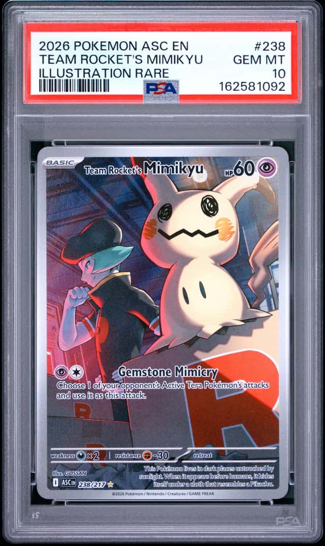2026 POKEMON ASCENDED HEROES ILLUSTRATION RARE #238 TEAM ROCKET'S MIMIKYU PSA 10