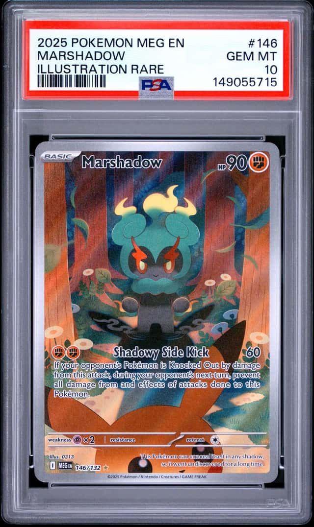Pokemon 2025 Marshadow 146/132 ME01 Mega Evolution Illustration Rare Holo PSA 10