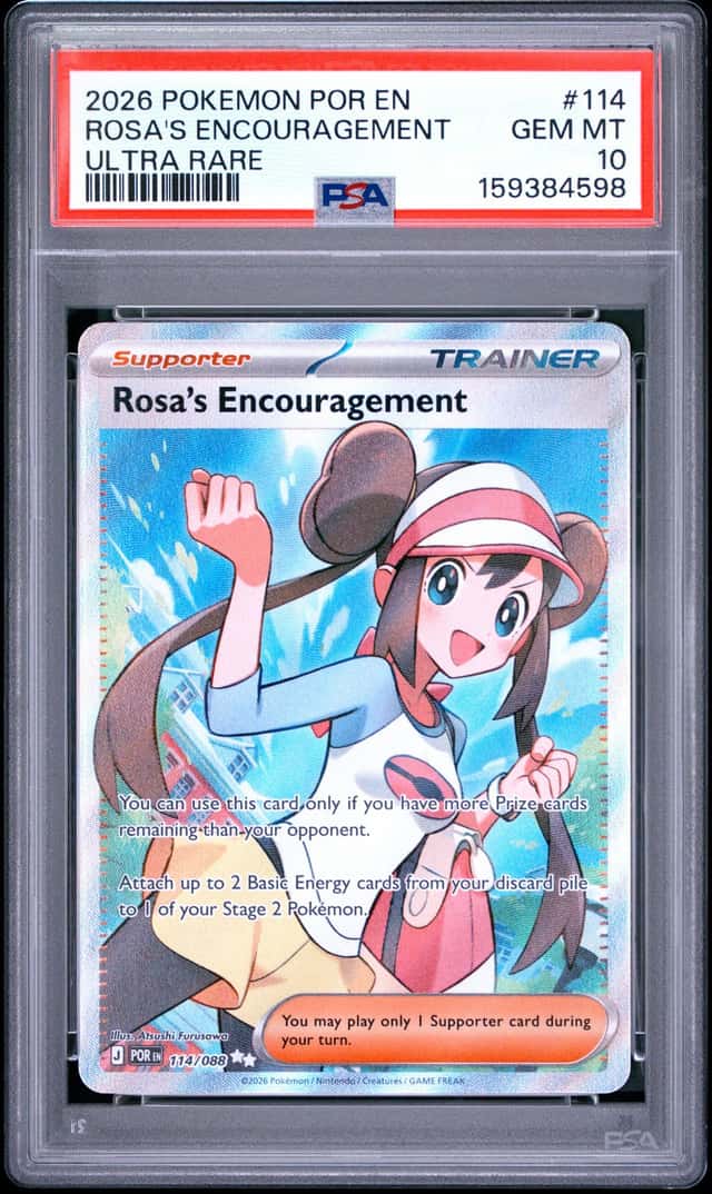 2026 POKEMON POR EN-PERFECT ORDER ULTRA RARE #114 ROSA'S ENCOURAGEMENT PSA 10