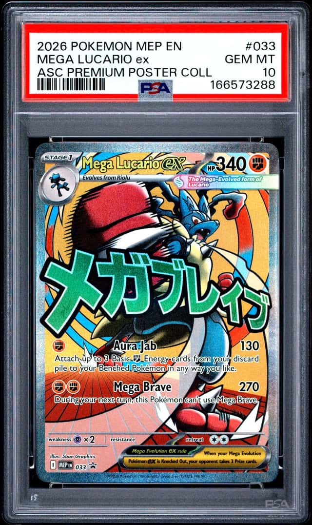 Mega Lucario EX *PSA 10* Mega Attack Rare *Ascended Heroes Promo* #33