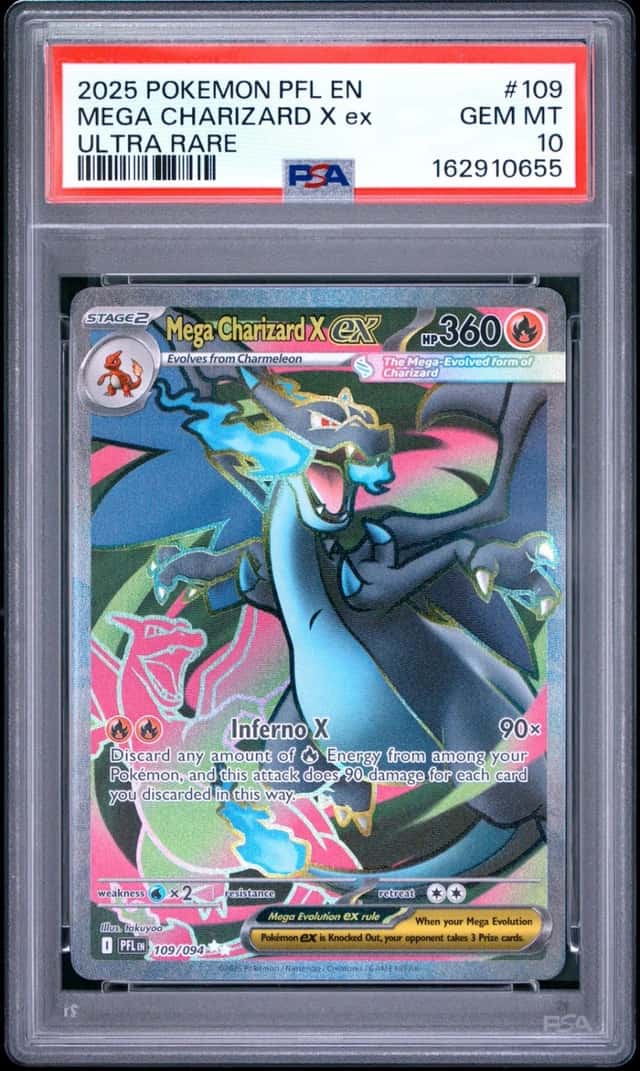 2025 POKEMON PFL EN-PHANTASMAL FLAMES ULTRA RARE #109 MEGA CHARIZARD X EX PSA 10