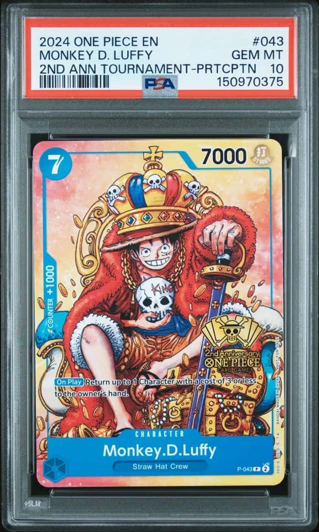 2024 ONE PIECE 2ND ANNIVERSARY TOURNAMENT #043 MONKEY D. LUFFY PSA 10
