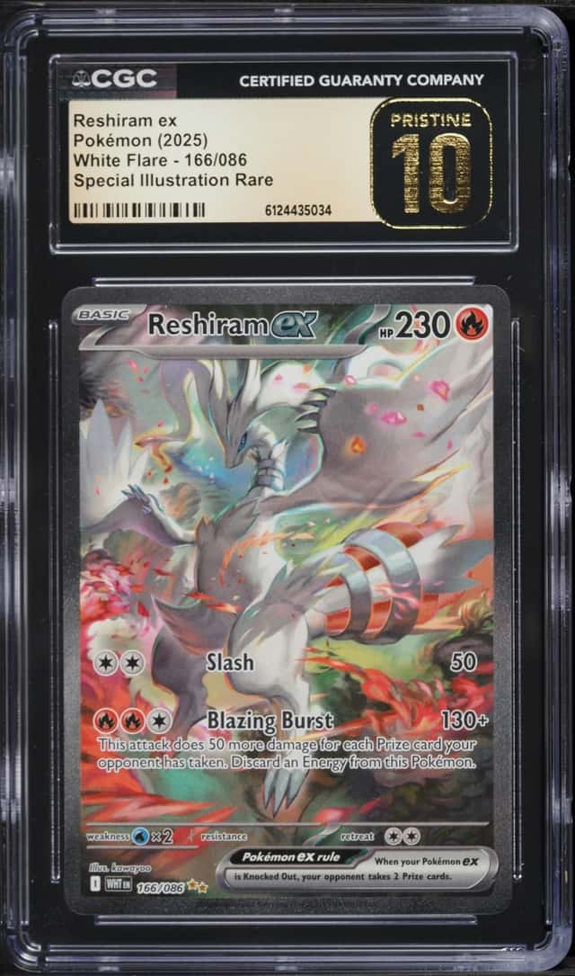 2025 Pokemon Scarlet & Violet White Flare SIR Reshiram Ex #166 CGC 10 PRISTINE