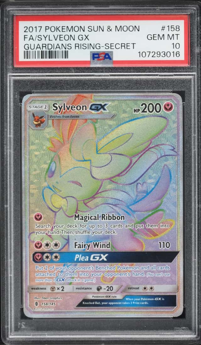 2017 Pokemon Sun & Moon Guardians Rising Rainbow Rare Sylveon GX #158 PSA 10 GEM MINT