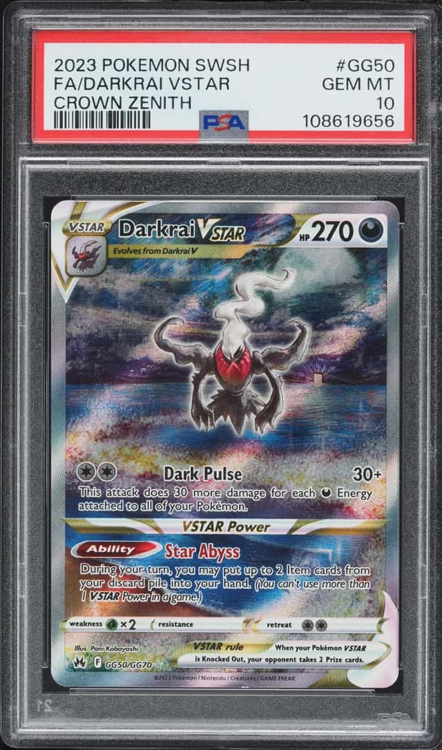 2023 Pokemon Sword & Shield Crown Zenith Full Art Darkrai VSTAR #GG50 PSA 10 GEM MINT