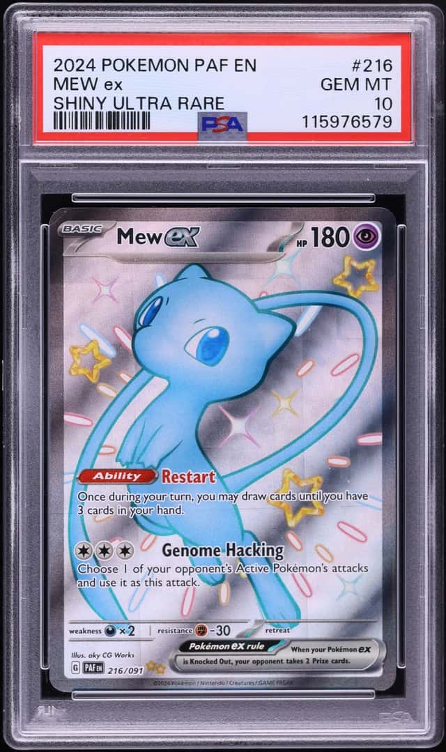 2024 Pokemon Scarlet & Violet Paldean Fates Full Art Shiny Mew ex #216 PSA 10 GEM MINT