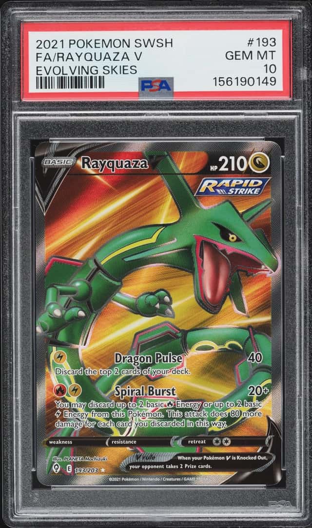 2021 Pokemon Sword & Shield Evolving Skies Full Art Rayquaza V #193 PSA 10 GEM MINT