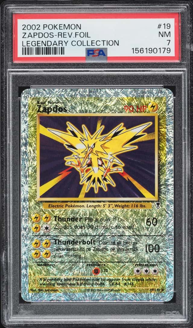 2002 Pokemon Legendary Collection Reverse Holo Zapdos #19 PSA 7 NRMT