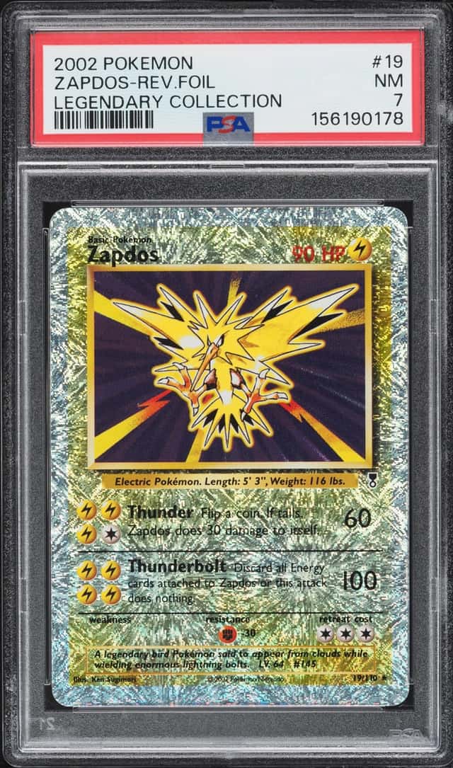 2002 Pokemon Legendary Collection Reverse Holo Zapdos #19 PSA 7 NRMT