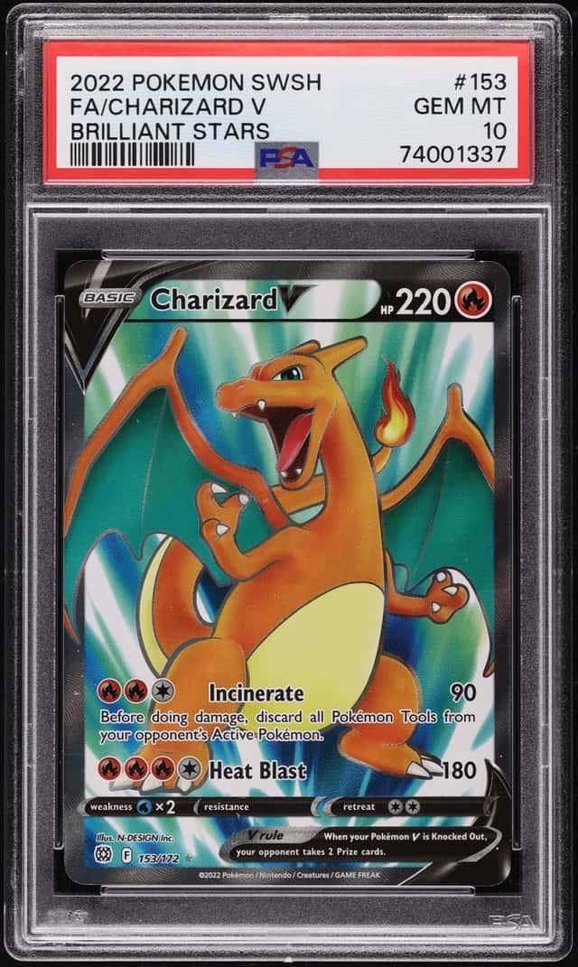 2022 Pokemon SWSH Brilliant Stars Full Art Charizard V #153 PSA 10 GEM MINT
