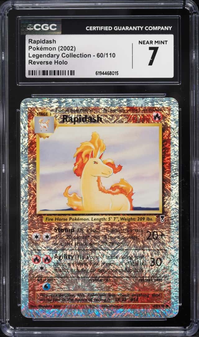 2002 Pokemon Legendary Collection Reverse Holo Rapidash #60 CGC 7 NRMT