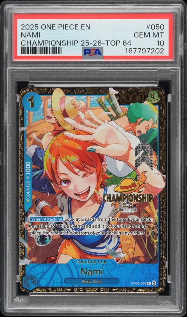 2025 One Piece Championship 25-26 Nami Top 64 Prize #OP09-050 PSA 10 GEM MINT
